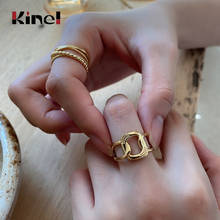 Kinel anel minimalista em prata esterlina 925, joias estilo francês, anel ajustável em ouro 18k, bijuterias femininas 2024 - compre barato