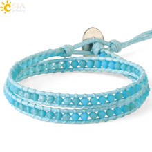 CSJA Crystal Beaded Bracelet Dangle Braided Rope Chain Double Wrap Bracelets Adjustable String Boho Handmade Charms Jewelry S627 2024 - buy cheap