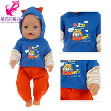 Bebê boneca menino roupas azul casaco com capuz calças caber 17 polegada reborn boneca roupas do bebê presente da menina brinquedos veste 2024 - compre barato