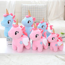 Blue pink unicorn plush doll Kawaii pony Stuffed toys horse Couples animal decoration birthday present For children Girl 2024 - buy cheap