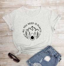 Camiseta de algodão all you need is plants, camiseta feminina fashion casual, engraçada, lembrança gráfica, grunge tumblr, arte, abacate, camisetas bonitas 2024 - compre barato