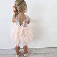 Vestido bordado de princesa tutu para festa de 1 2 3 4 5 6 anos, sem mangas para crianças primavera verão bolo 2024 - compre barato