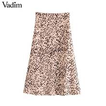 Vadim women chic leopard print midi skirt animal pattern side zipper fly design female stylish summer mid calf skirts BA733 2024 - buy cheap
