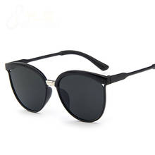 Очки солнцезащитные женские «кошачий глаз», простые брендовые модные пикантные солнечные очки с зеркальным покрытием UV400 2024 - купить недорого