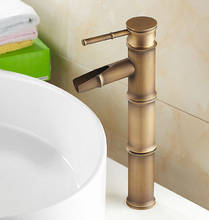 Pia de banheiro estilo bambu vintage retrô, bronze antigo, misturador, torneira um furo, alça única mnf017 2024 - compre barato