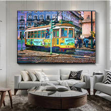 Graffiti Watercolor Lisbon City Street Bus Tram Art Canvas Print Painting Morden Wall Picture Living Room Home Decoration Poster 2024 - buy cheap