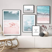 Ocean Landscape Canvas Poster Nordic Style Pink Beach Bus Wall Art Print Painting Decoration Picture Scandinavian Home Decor 2024 - buy cheap