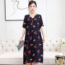 Women's Summer Dress 2021 V-Neck Boho Casual Elegant Vintage Dress for Women Loose Short Sleeve Woman Dress 2024 - buy cheap