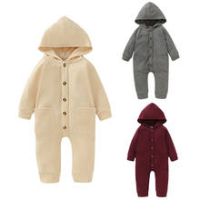 0-18M Newborn Baby Boy Girl Long Sleeve Solid Color Hooded Romper Jumpsuit Playsuit Outfits Baby Clothes 2024 - buy cheap