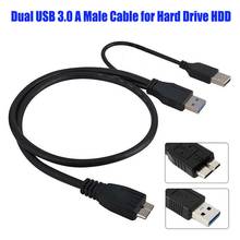 Двойной USB 3,0 мужчина к Micro-B мужской + мужской блок питания Y кабель для 2,5 дюйма SATA жесткий диск HDD USB3.0 мобильный жесткий диск кабель 2024 - купить недорого