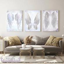 Картины с белыми крыльями ангела и перьями, Художественная печать, холст настенные картины, для гостиной, современный постер и принты без рамки 2024 - купить недорого