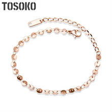 TOSOKO-pulsera de acero inoxidable de pieza redonda para mujer, brazalete de círculo pequeño, joyería femenina elegante, BSE051 2024 - compra barato