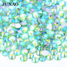 JUNAO SS6 8 10 12 16 20 30 Light Emerald AB Flat Back Rhinestones Glass Stones And Crystals Non Hot Fix Loose Strass 2024 - buy cheap