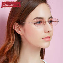 Luxurious Prescription Glasses for Women Rhinestone Gradient Colored Lenses Rimless Frame 2024 - buy cheap