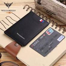 WilliamPolo leather thin luxury brand card clip leather thin wallet men's Retro short Wallet 2024 - buy cheap