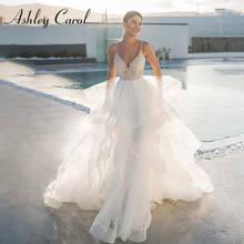 Ashley Carol A-Line Wedding Dress 2022 Elegant V-neckline Backless Ruffles Beading Spaghetti Straps Bride Dresses Vestido Noiva 2024 - buy cheap