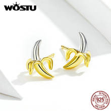 WOSTU 100% 925 Sterling Silver Banana Stud Earrings For Women Wedding Original Small Earrings Fashion Jewelry Gifts FIE731 2024 - buy cheap