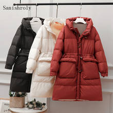 Sanishroly Women Long Horn Button Hooded Coat Warm Thicken White Duck Down Jacket Parka Female Drawstring Winter Coats SE1016 2024 - buy cheap