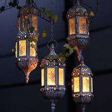 Moroccan Windproof Candle Holder Iron Outdoor Lantern Hanging Vintage Candle Holder Porta Candela Nordic Retro Home Decor MM60ZT 2024 - buy cheap