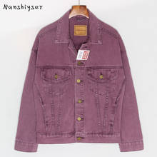 Autumn High Quality Denim Jacket Women Casual Purple Casual Streetwear Harajuku Full Sleeve Loose Jean Jacket Chaqueta Mujer 2024 - buy cheap