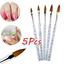 5Pcs Nail Art Brush Tools Set Crystal Handle Acrylic UV Gel Glitter Drawing Painting Brushes Carving Flower Pens Nails Tools 2024 - buy cheap