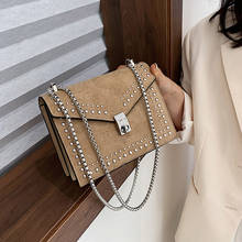 Vintage Scrub Leather Small Shoulder Messenger Bags For Women 2020 Chain Rivet Lock Crossbody Bag Lady Travel HandBags Female 2024 - buy cheap
