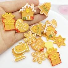 20 pçs/lote bonito mini simulação biscoito série de natal flatback resina kawaii scrapbooking enfeites acessórios diy e66 2024 - compre barato