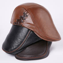 Boina masculina ht3500, chapéu de outono inverno de alta qualidade, couro genuíno, protetor de hera, boina, chapéu pintor artístico, boinas 2024 - compre barato