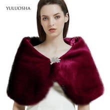 YULUOSHA-capa De boda para mujer, chal De piel, pluma, prendas De vestir exteriores, accesorios, chaquetas De boda, vestido De Novia, Invierno 2024 - compra barato