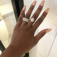 Anéis de prata esterlina eterna 925, conjunto de luxo com pedra preciosa branca para casamento, noivado, joia para mulheres 2024 - compre barato