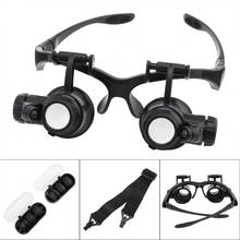 Gafas de aumento de resina para reparación/lectura, lentes de aumento de 10X, 15X, 20X, 25X, reparación de reloj de joyería con 2 luces LED 2024 - compra barato