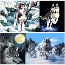 tapb Siberian Husky On Snow Animal Wolf Pictures DIY Painting By Numbers Handpainted On Canvas Coloring By Numbers Art Decor 2024 - buy cheap