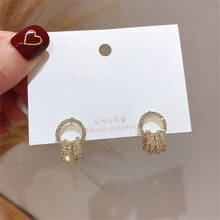 Brincos redondos femininos com strass e pequeno, joias simples de cristal da moda para mulheres, 2020 2024 - compre barato