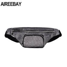 AIREEBAY Waist Pack for Women Silver Sequined Fanny Packs New Design Bum Bag Girls Money Belt Travelling Mobile Phone Bags 2024 - buy cheap