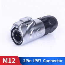 M12 2pin kit conector à prova dwaterproof água concha de metal macho e fêmea industrial ao ar livre iluminação cabo plug and soquete 2024 - compre barato