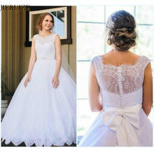 Jieruize branco laço apliques vestido de baile vestidos de casamento 2020 botões arco vestidos de noiva 2024 - compre barato