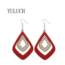 YULUCH Water drop hollow pendant earrings for women Glitter wood jewelry girls sequins art accessories gifts 2024 - buy cheap