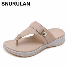 SNURULAN 2019 women's wedges; summer beach flip flops; casual shoes on a flat platform with straps and straps; thick sandals 2024 - buy cheap