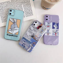 Милый чехол для телефона с кроликом из мультфильма «жуки Банни» для iPhone 11 Pro X XS Max XR 7 8 6 Plus, Классический прозрачный мягкий кремний чехол 2024 - купить недорого