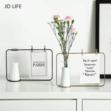 Креативное домашнее украшение JO LIFE, железная линия, цветочный горшок, подставка для вазы, держатель для открытки, простая металлическая фоторамка 2024 - купить недорого