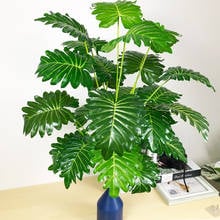 75cm 24 Heads Large Artificial Tree Tropcial Monstera Plants Branch Plastic Palm Leaves Fake Turtle Foliage for Home Room Decor 2024 - buy cheap