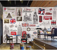 Custom 3D murals wallpaper fashion home decoration retro nostalgic British European style KTV bar coffee background wall 2024 - buy cheap
