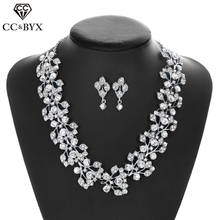 CC Stud Earring and Necklace Jewelry Sets Bridal Wedding Jewelry Sets Shine Stone Cubic Zircon Party Accessories Vintage D059 2024 - buy cheap