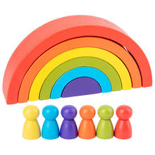 Blocos de construção arco-íris de madeira para crianças, brinquedo educativo divertido, empilhador arco-íris para bebês, blocos de equilíbrio montessori 2024 - compre barato