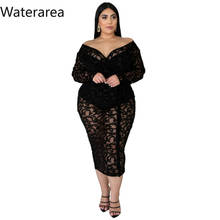 XL-6XL mulheres rendas ver embora midi vestido noite clube festa sexy feminino fora do ombro vestidos com decote em v bodycon vestido da senhora 2024 - compre barato