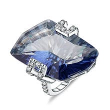 Драгоценный камень, блестящие серебряные коктейльные кольца 21,20 карат, натуральный иолит, голубое бриллиантовое кольцо для женщин, Изящные Ювелирные изделия 2022 - купить недорого
