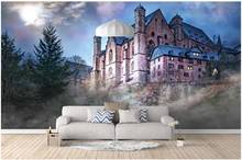 Personalizado mural 3d foto papel de parede europeu castelo floresta azul paisagem decoração da sua casa sala estar para paredes 3 d em rolos 2024 - compre barato