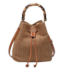 2021 Designer Straw Woven Bag Summer Korean Fashion One-shoulder Messenger Bag Bamboo Bag Bucket Bag Female Bag 2024 - buy cheap