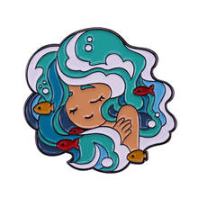 Emblemas de cabeça de desenho animado-sereia e pequeno-peixe 2024 - compre barato