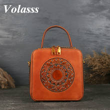 Volasss bolsa de ombro feminina de couro legítimo, bolsa de mão de couro de vaca feminina designer luxuoso bolsa de mão pequena 2024 - compre barato